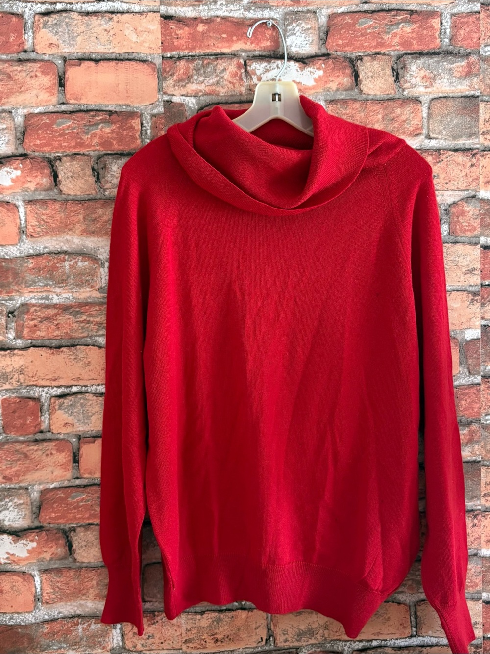 Women's Red Cowl Neck Sweater - Soft Cozy Knit
